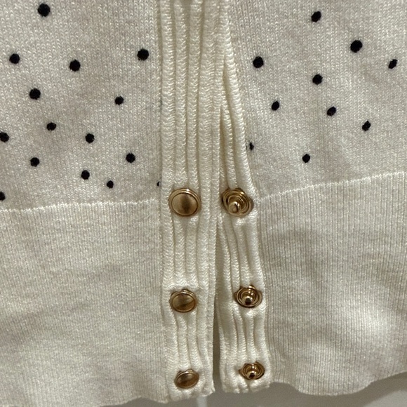 White House Black Market Ivory Cardigan with Black Dots Size large - Picture 4 of 8